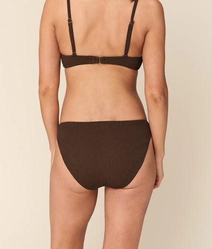 The Bonita Bikini Bottom - Seersucker Wave - Walnut