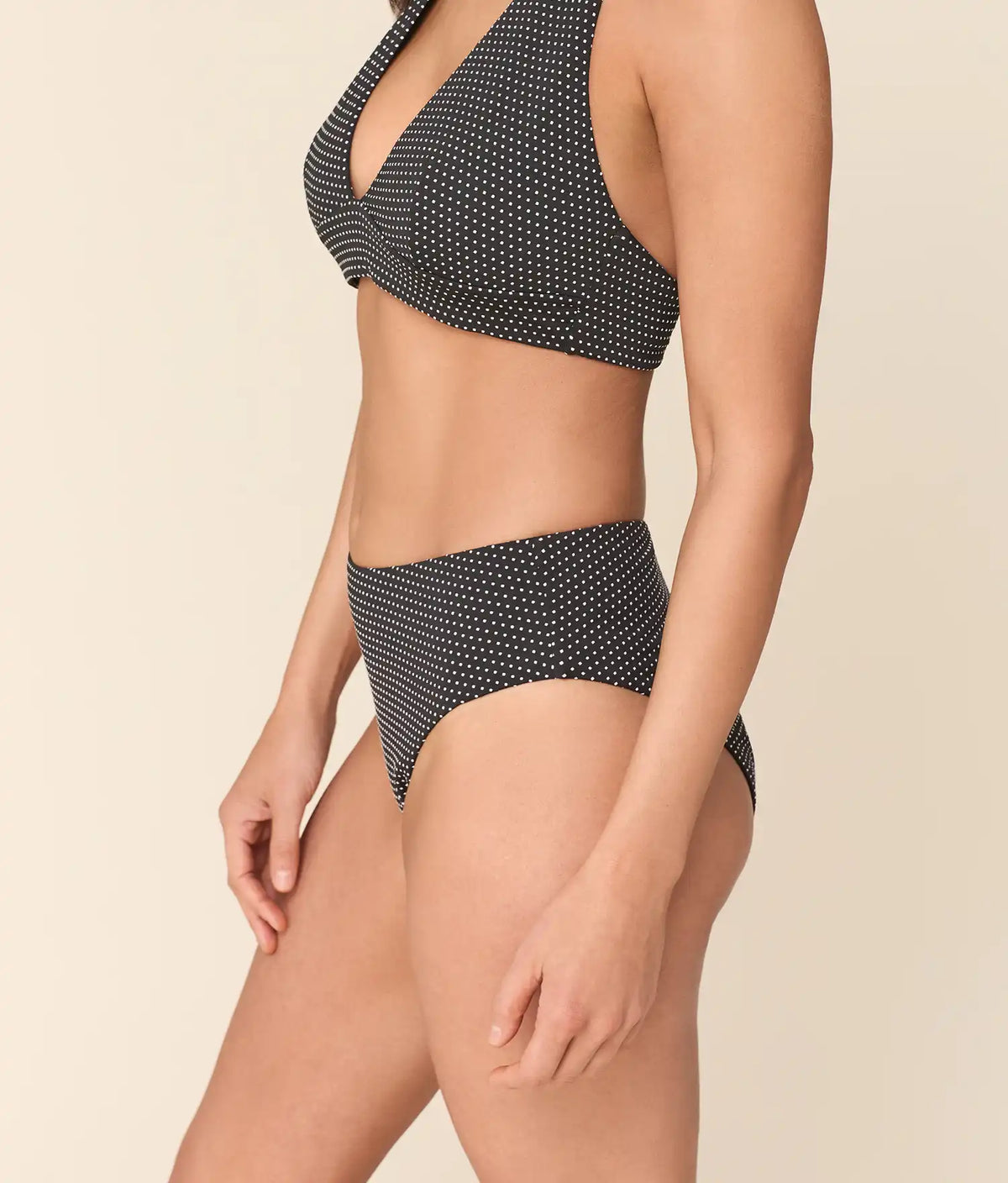 The 90s High Waist Bikini Bottom - Polka Dot - Black Dot