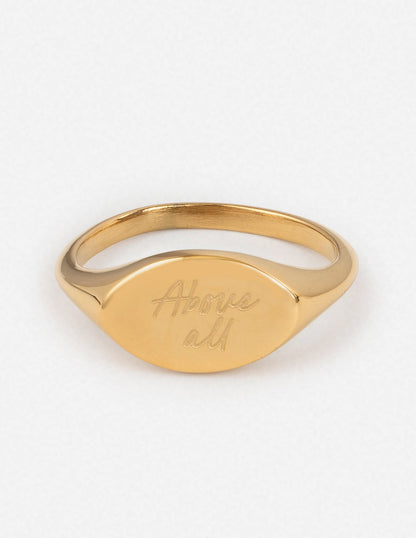 Elevated Faith Above All Oval Signet Ring
