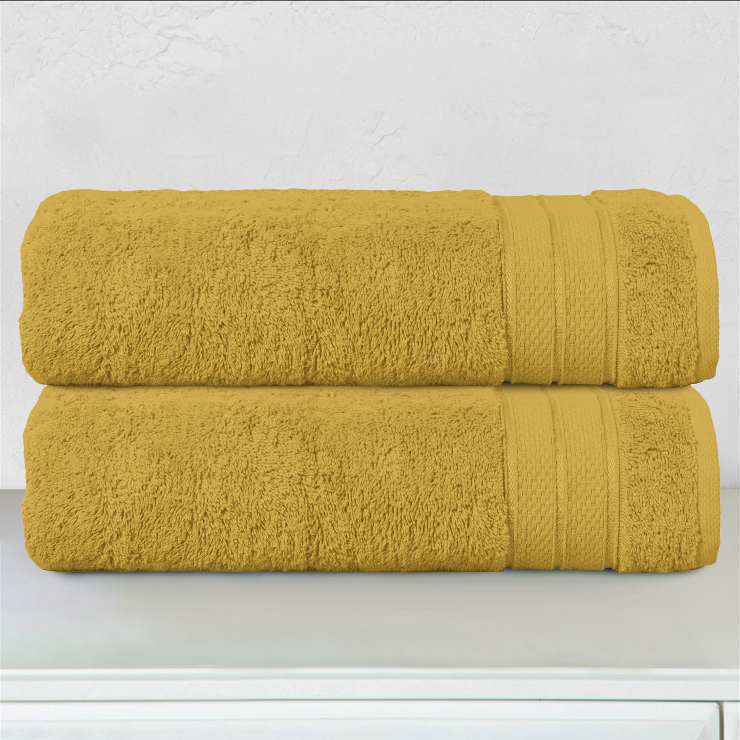 Elegant Comfort 2-Piece Turkish Cotton Three Line Popcorn Bath Towel Set, 27 x 54 inch