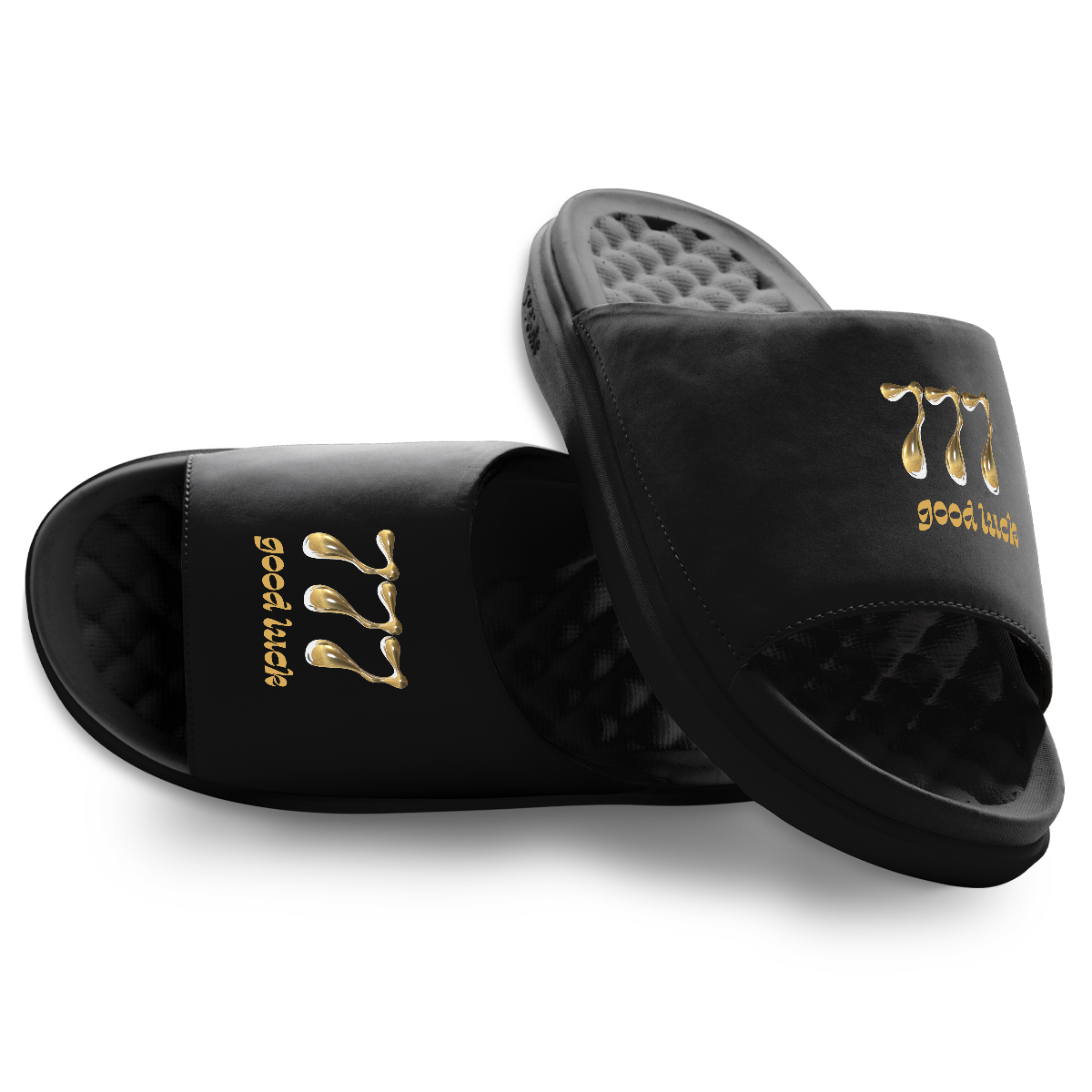 777 Angel Number Motive Slide Sandals