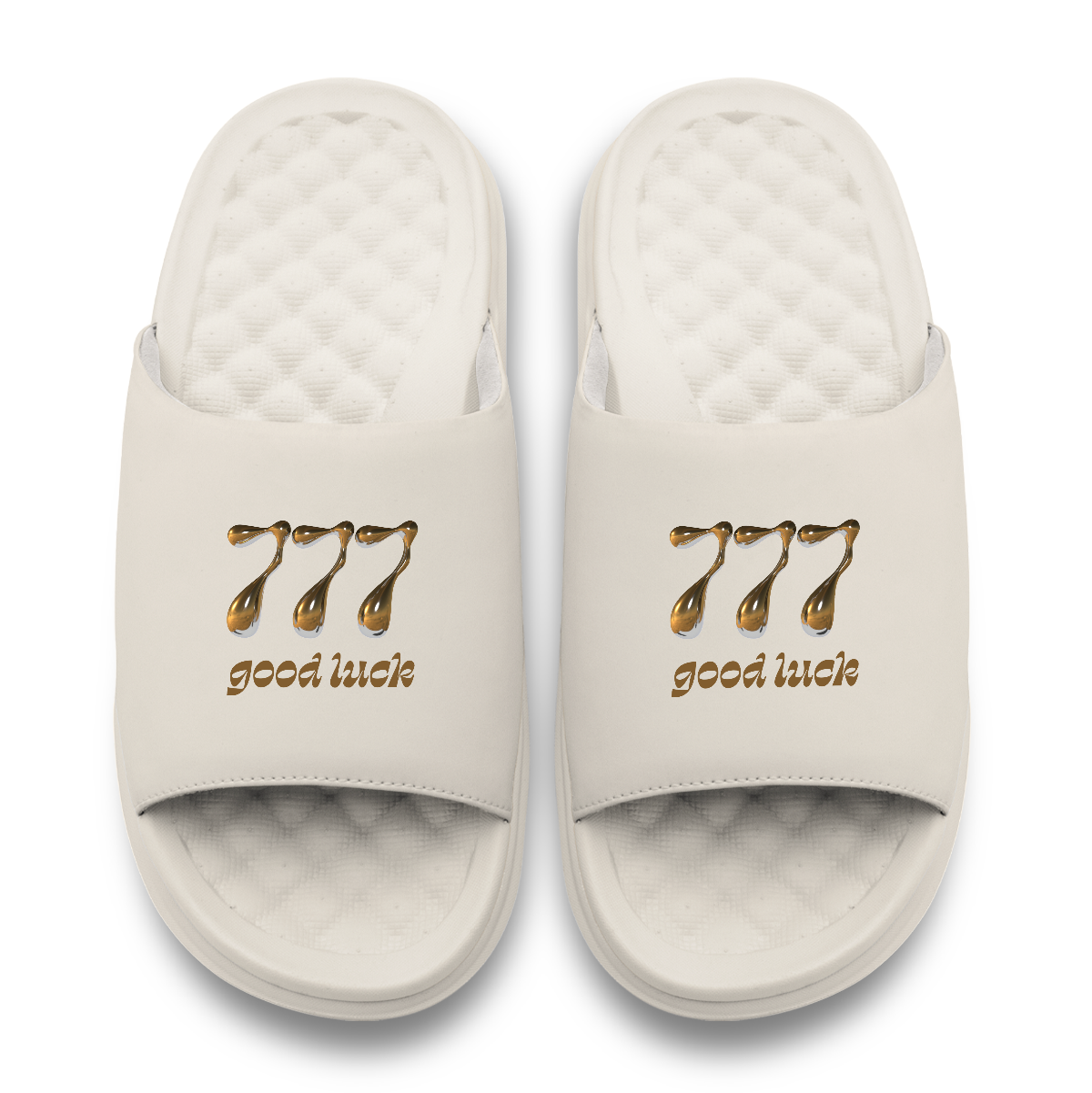 777 Angel Number Motive Slide Sandals