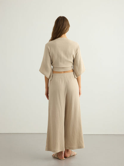 Aura Palazzo Pants - Oatmeal