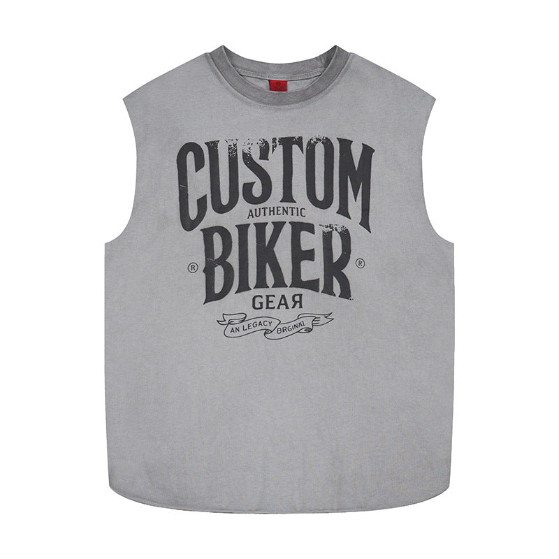 Letter printed wide shoulder vest