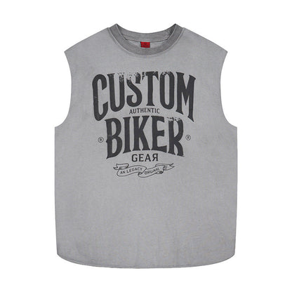 Letter printed wide shoulder vest