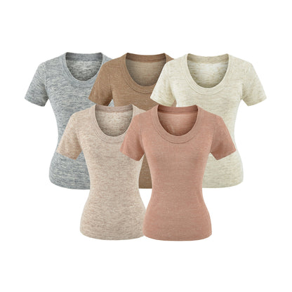 U-neck short sleeved top