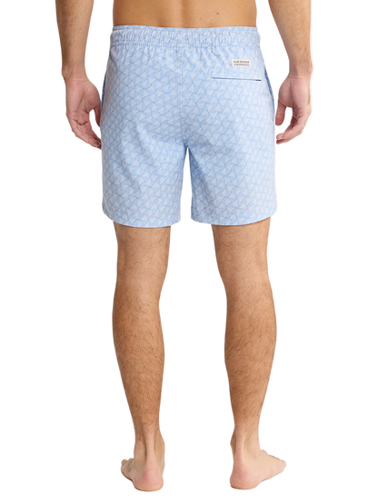 Fair Harbor Men's The Bayberry Swim Trunk Boardshorts - Sky Blue Shells
