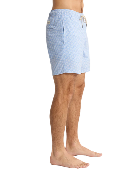 Fair Harbor Men's The Bayberry Swim Trunk Boardshorts - Sky Blue Shells
