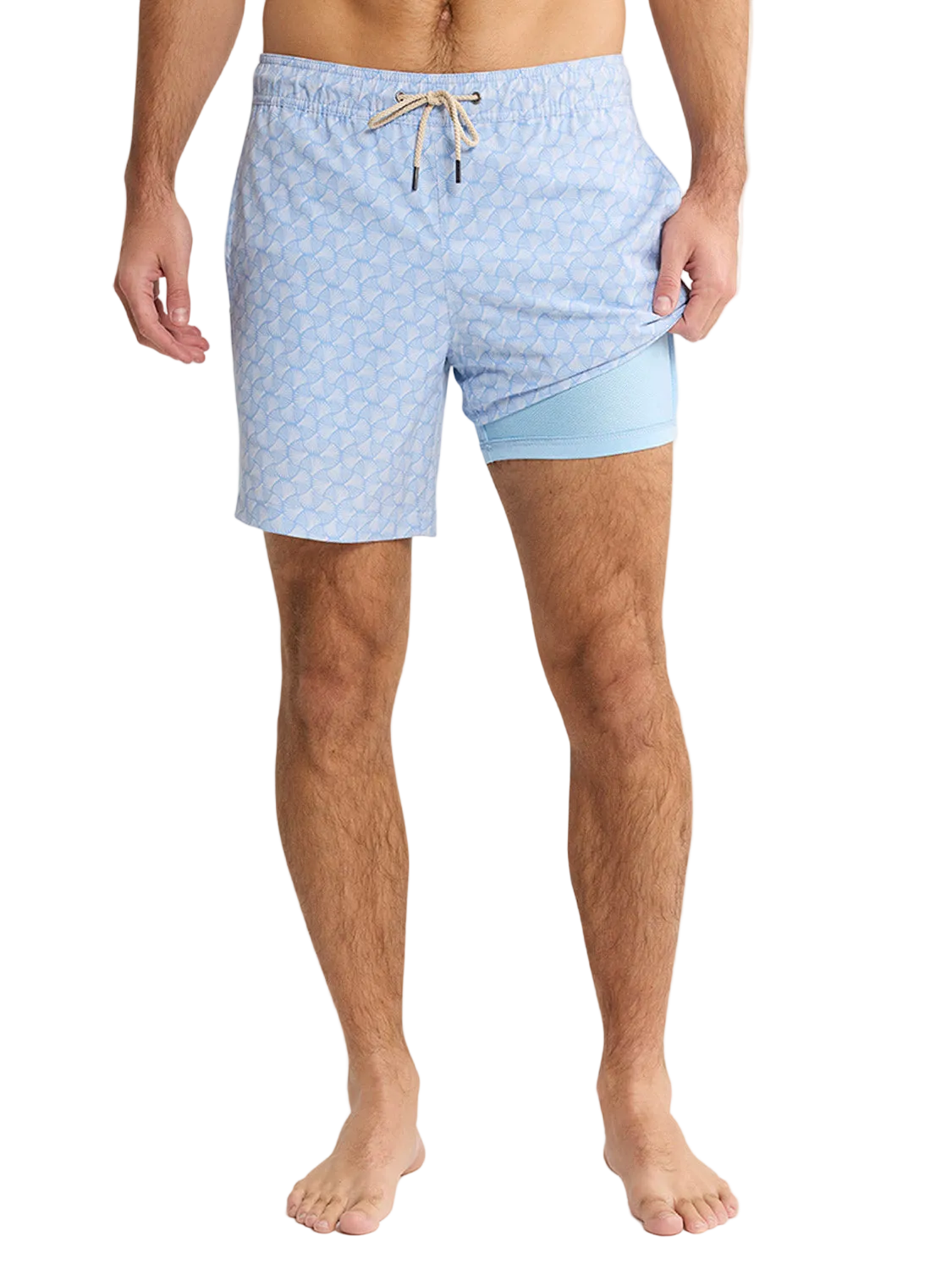 Fair Harbor Men's The Bayberry Swim Trunk Boardshorts - Sky Blue Shells