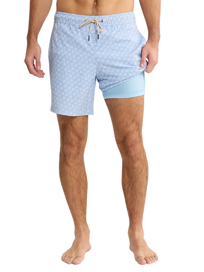 Fair Harbor Men's The Bayberry Swim Trunk Boardshorts - Sky Blue Shells
