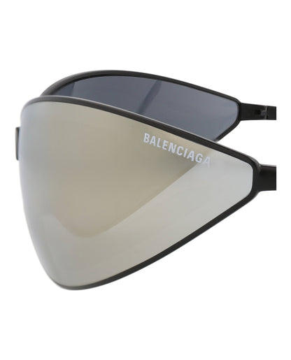 Balenciaga Shield-Frame Metal Sunglasses