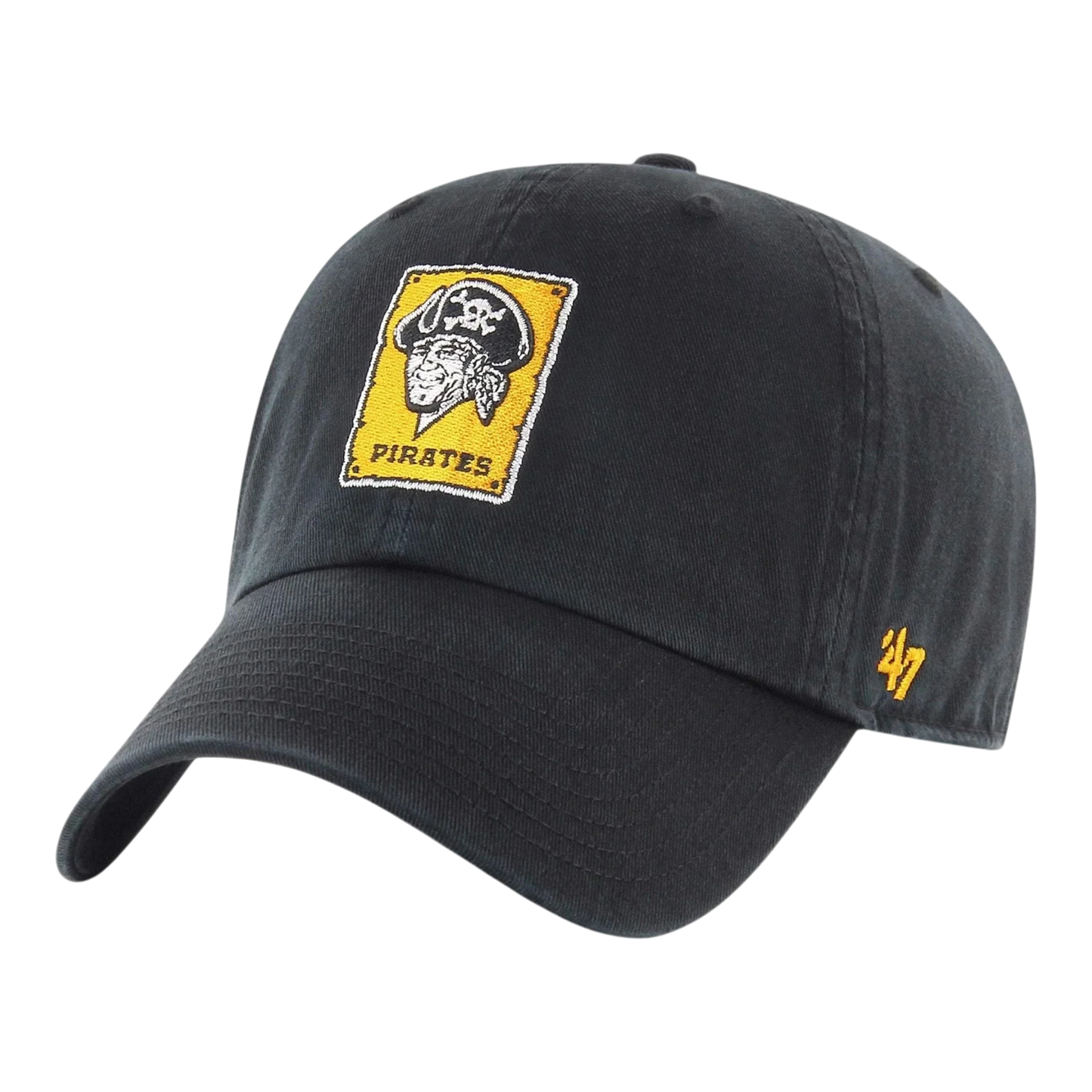 47 Brand Clean Up Pittsburgh Pirates Cooperstown Strapback Hat — Black Adjustable Cap