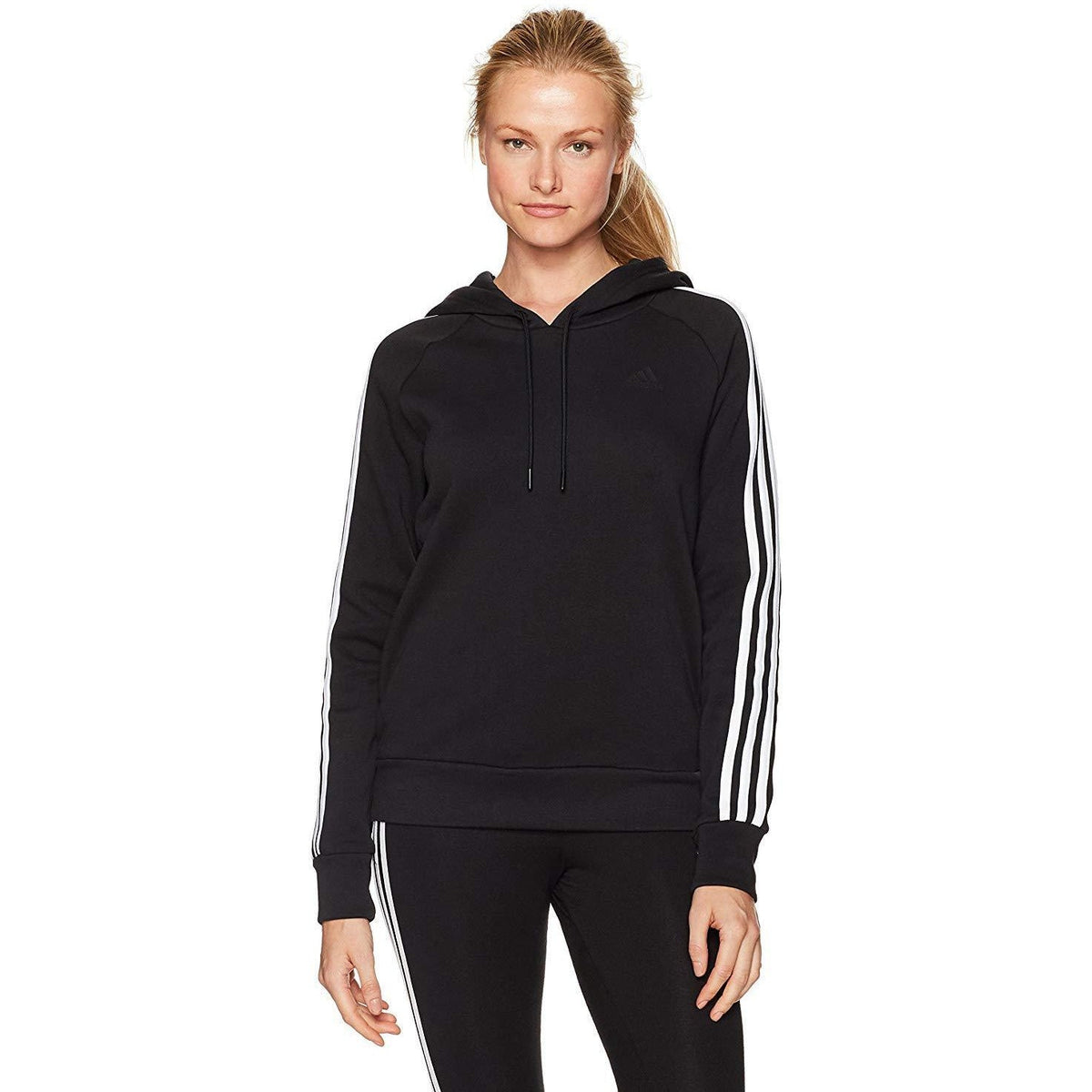 adidas Women's Essential Cotton Fleece 3 Stripe Pullover Hoody