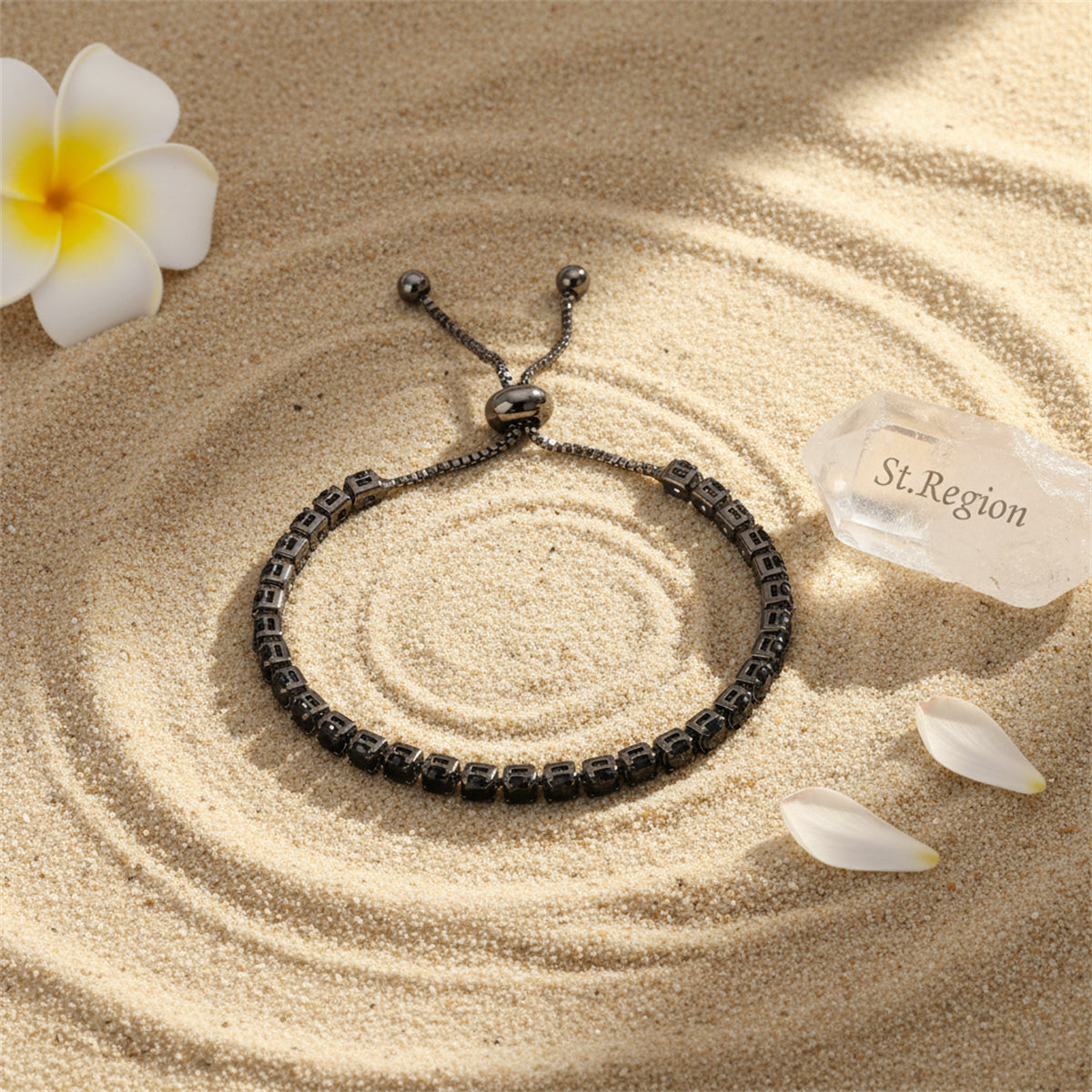 Black Cubic Zirconia Adjustable Link Bracelet