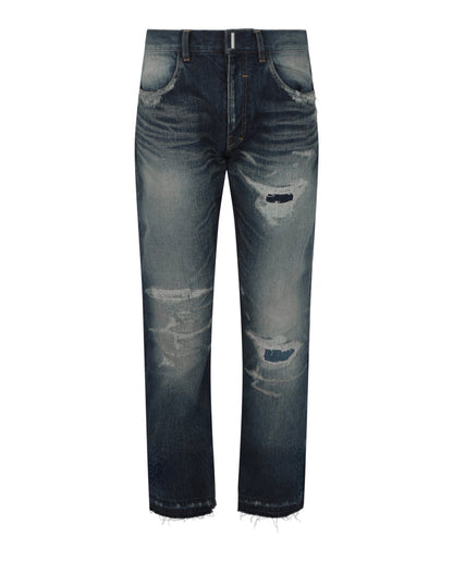 Givenchy Distressed Straight Fit 5 Pocket Jeans