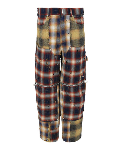 Givenchy Patchwork Plaid Wide-Leg Pants