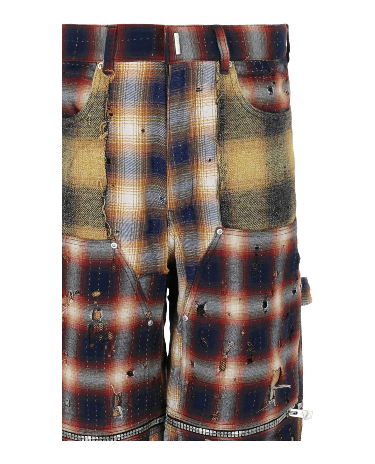 Givenchy Patchwork Plaid Wide-Leg Pants