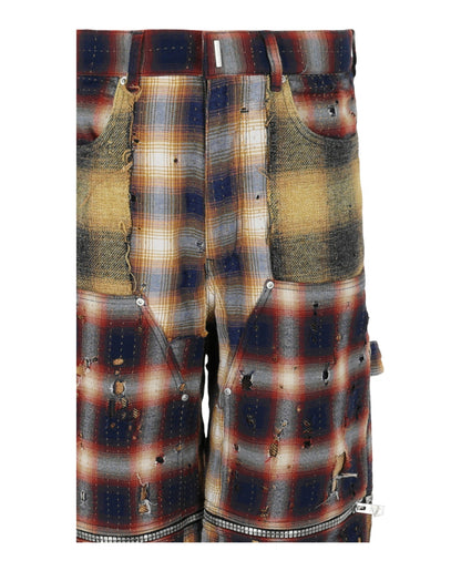 Givenchy Patchwork Plaid Wide-Leg Pants