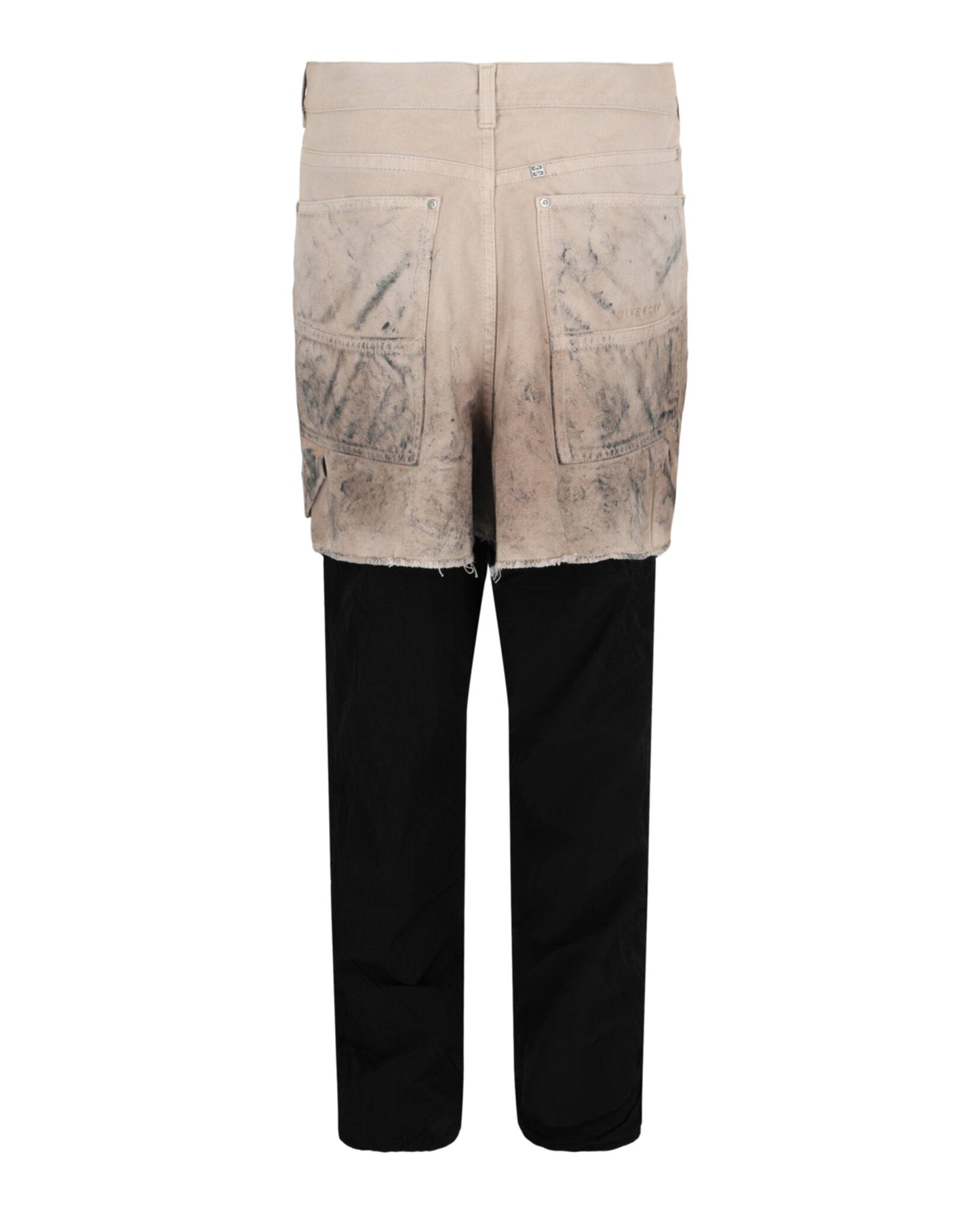 Givenchy Layered Tracksuit Pants With Destroyed Carpenter Jeans