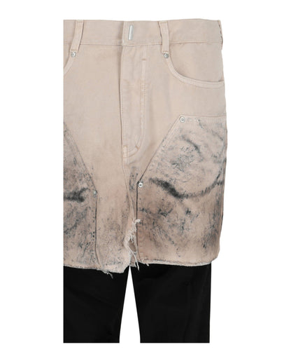 Givenchy Layered Tracksuit Pants With Destroyed Carpenter Jeans