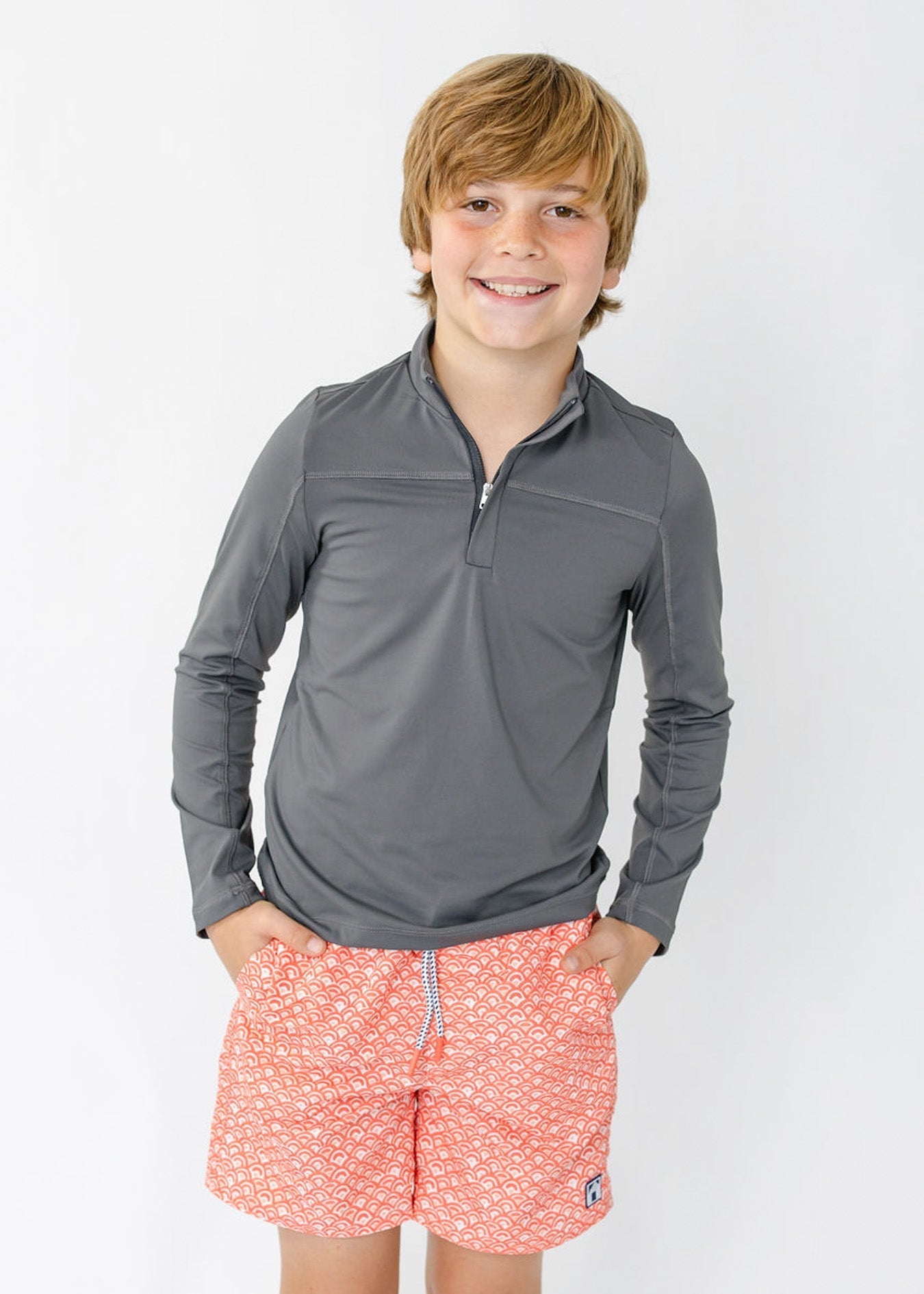 Boys Grey Zip Rashguard