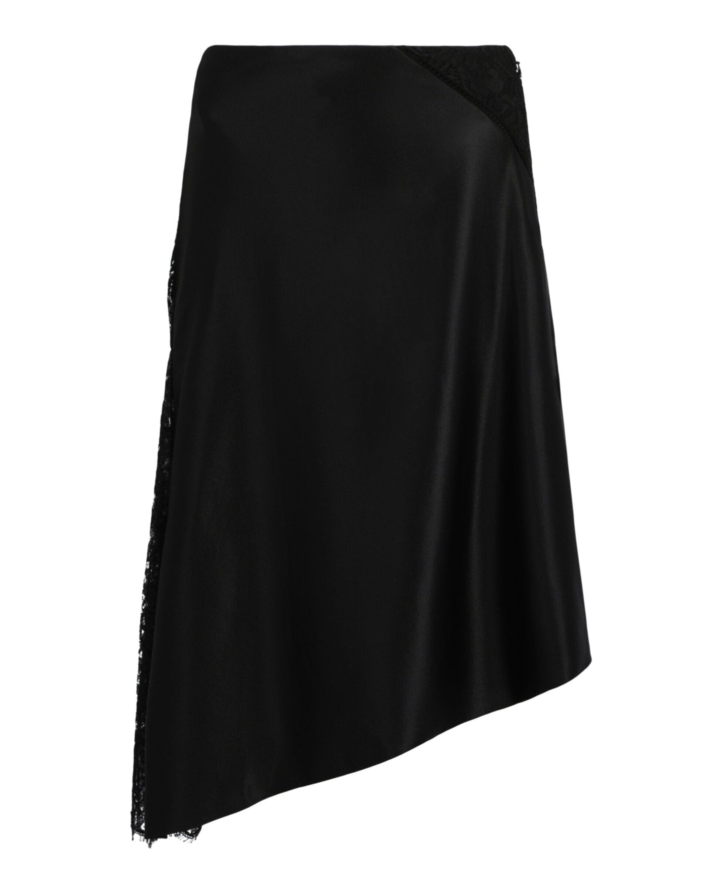 Givenchy Lace Insert Asymmetric Silk Midi Skirt