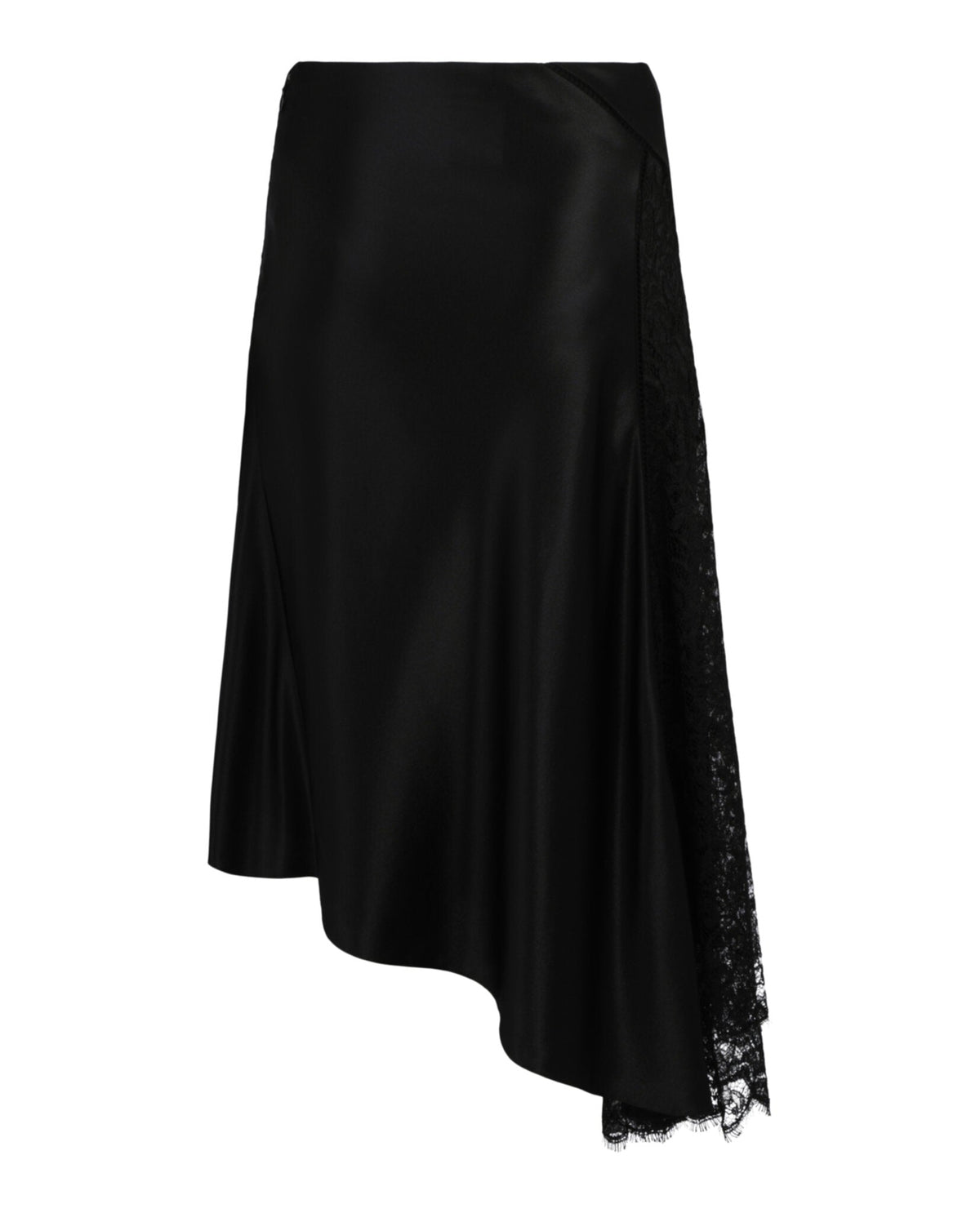 Givenchy Lace Insert Asymmetric Silk Midi Skirt