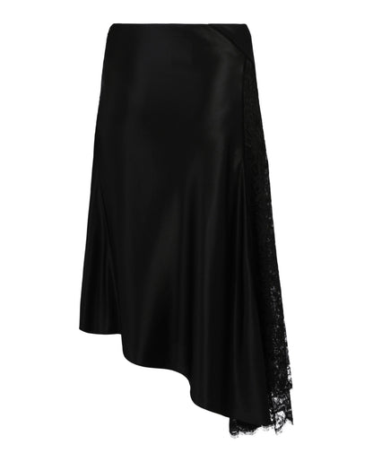 Givenchy Lace Insert Asymmetric Silk Midi Skirt