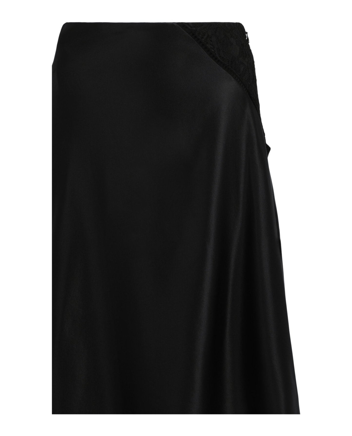Givenchy Lace Insert Asymmetric Silk Midi Skirt