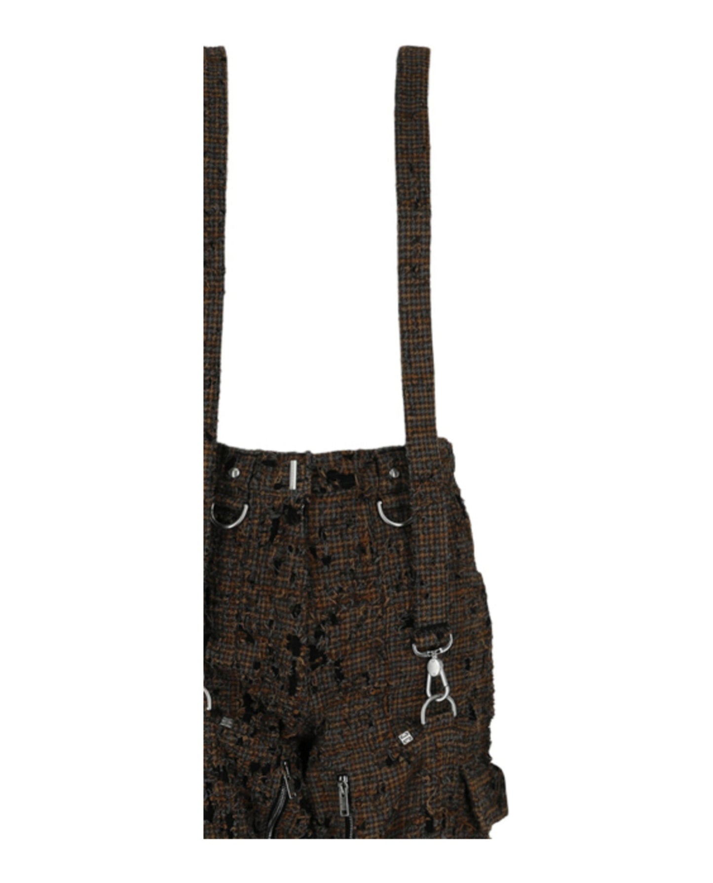 Givenchy Two in One Detachable Pants in Destroyed Checks With Suspenders