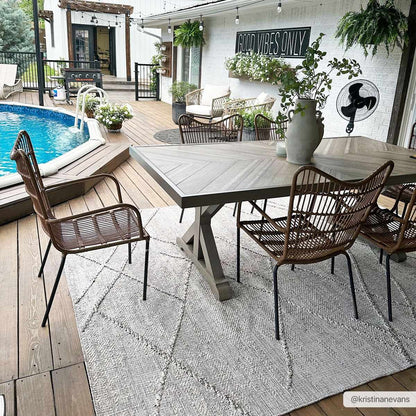 Baqer Bone & Tan Textured Performance Outdoor Rug - Clearance