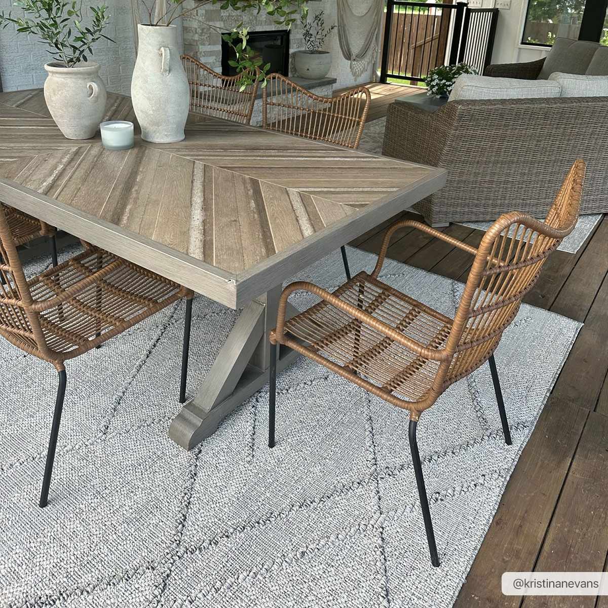 Baqer Bone & Tan Textured Performance Outdoor Rug - Clearance