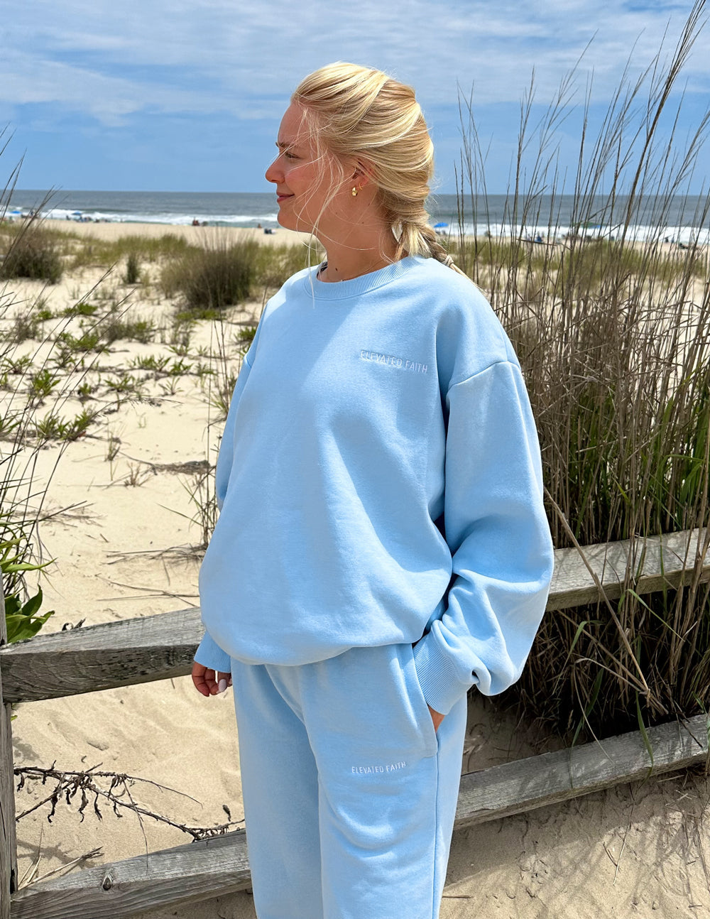 Elevated Faith Basics Dream Blue Unisex Crewneck