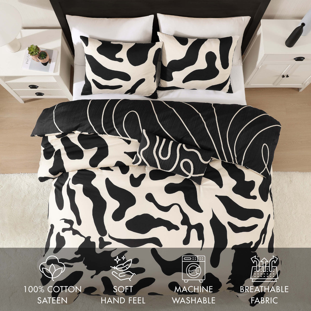 BebeTeen Ebony and Ivory Reversible Comforter Set