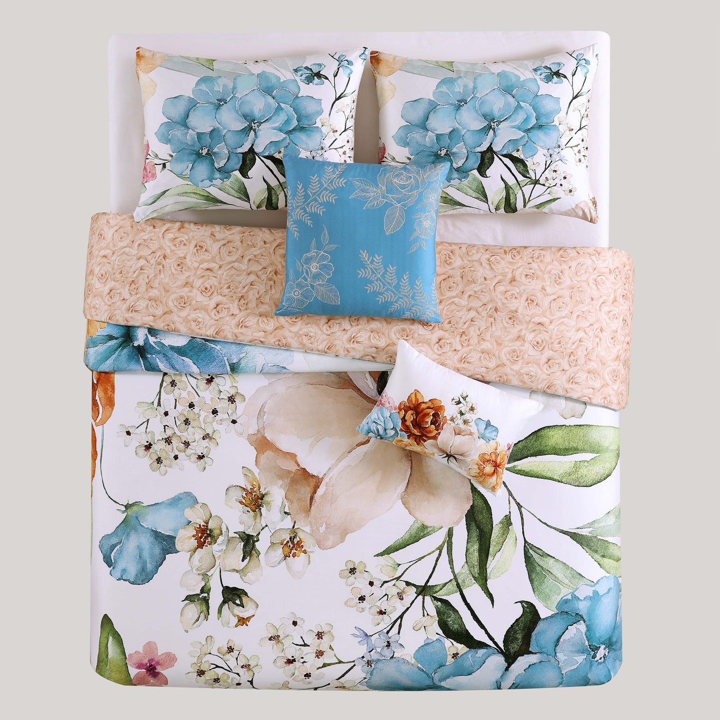 Bebejan Maia Blue 5 Piece Reversible Comforter Set