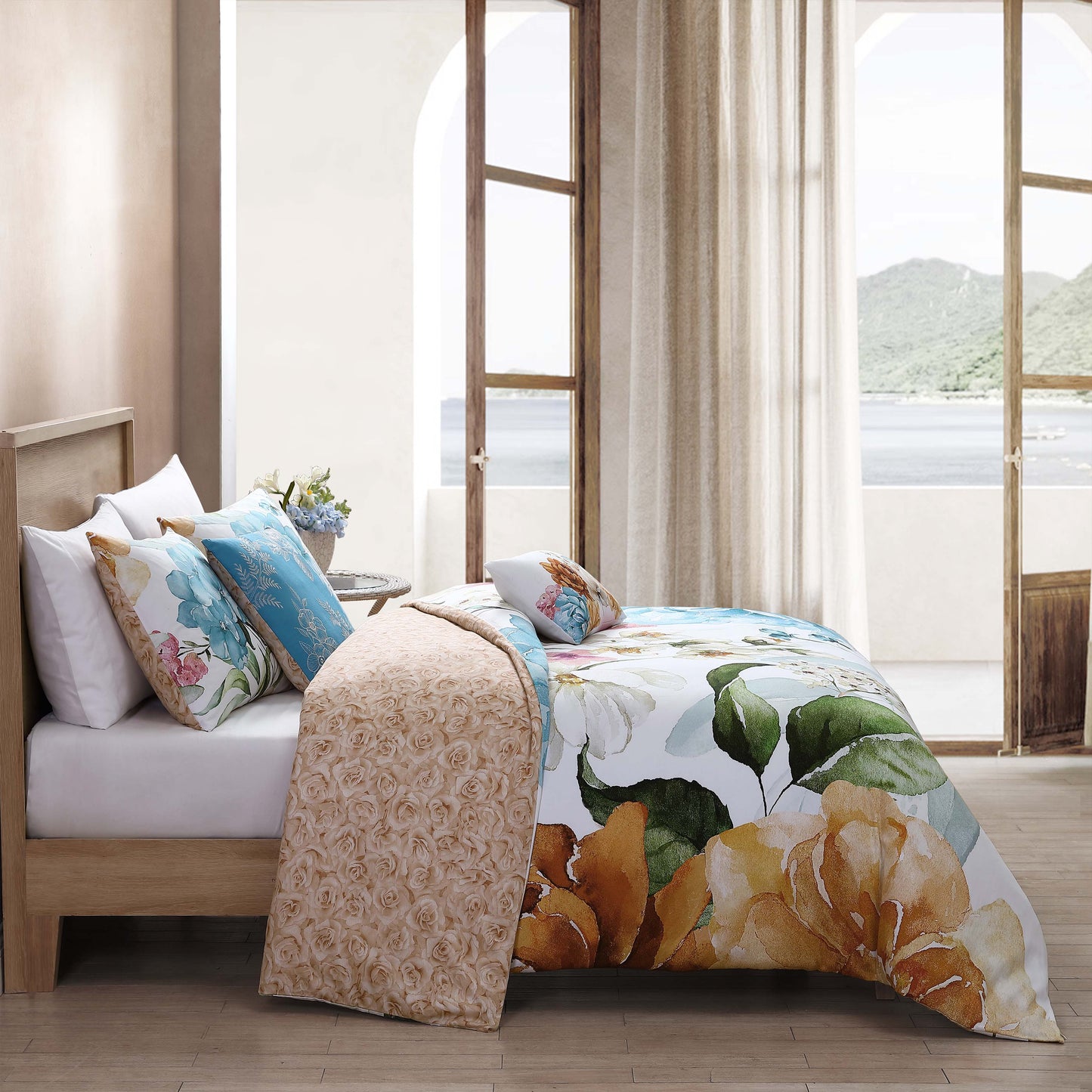 Bebejan Maia Blue 5 Piece Reversible Comforter Set
