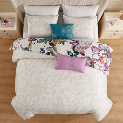 Bebejan Watercolor Jacobean 5 Piece Reversible Comforter Set