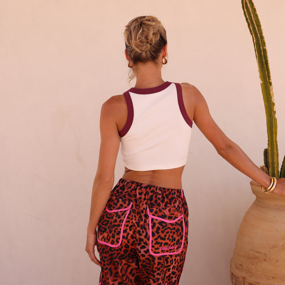 Kulani Kinis Bind Crop Tank Top - Wild West - FINAL SALE