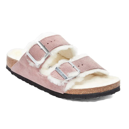 Birkenstock Arizona Shearling Suede Leather Lavender Blush Sandals
