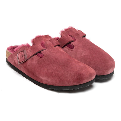 Birkenstock Boston Shearling Suede Leather Clogs
