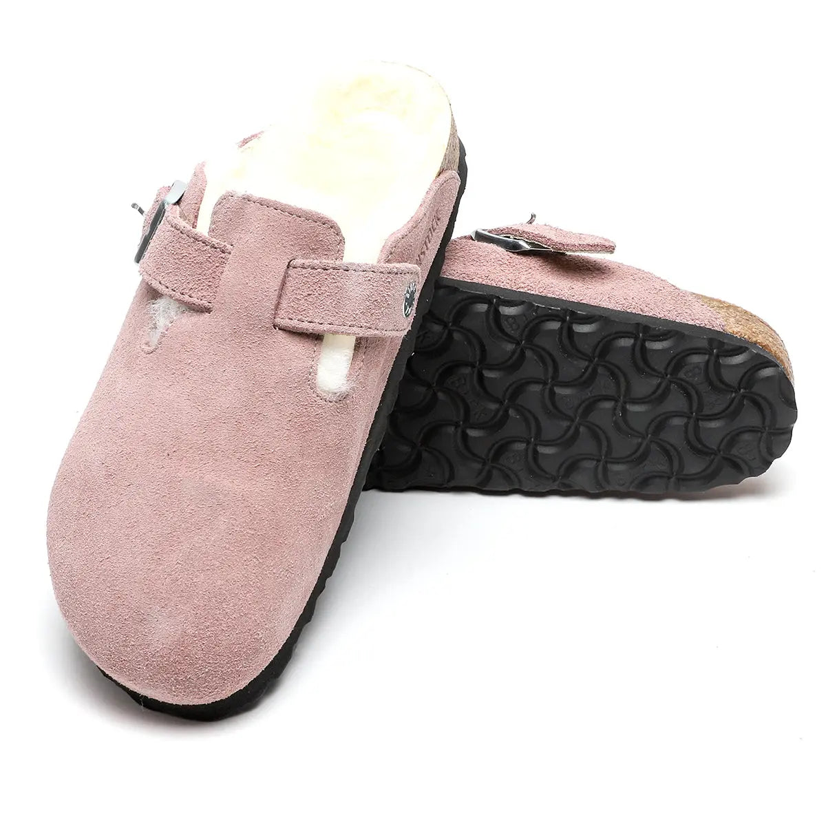 Birkenstock Boston Shearling Suede Leather Clogs