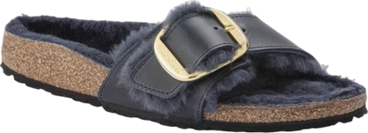 Birkenstock Unisex Madrid Big Buckle Shearling Natural Leather Midnight