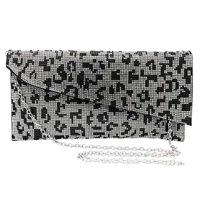 Bling Leopard Patterned Evening Clutch Crossbody Bag