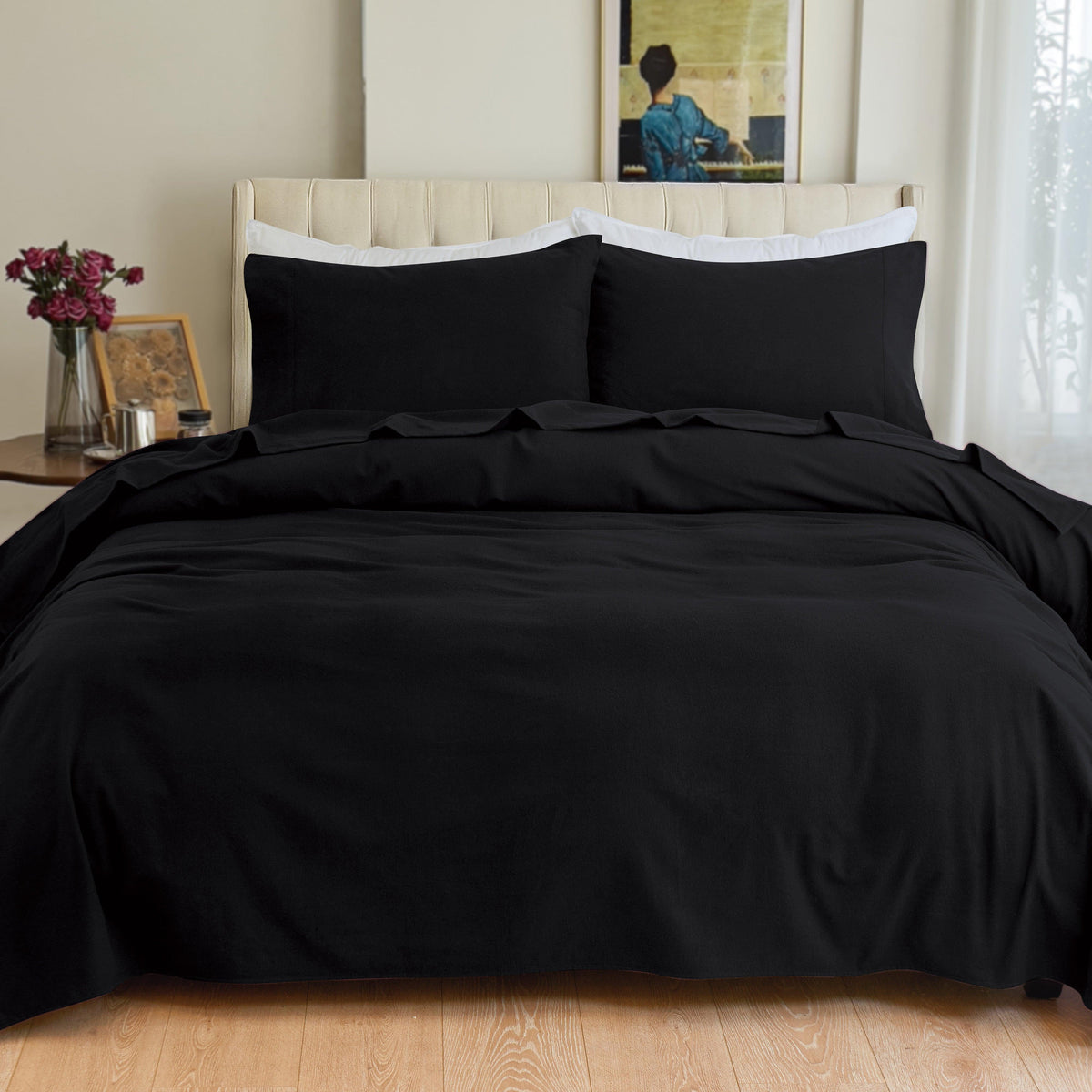 Elegant Comfort 4-Piece Cotton Flannel Sheet Set - 100% Turkish Cotton