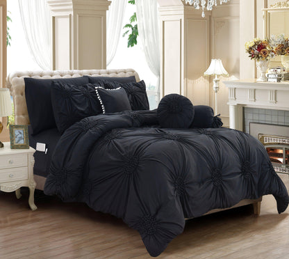 Elegant Comfort 10-Piece Sunflower Comforter Set - Includes 4-Piece Sheet Set with Double Sided Storage Pockets