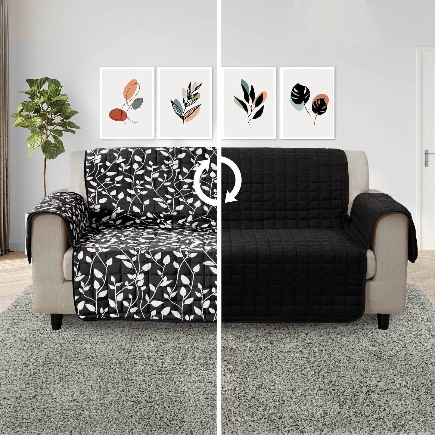 Elegant Comfort Leaves Design Reversible Smart Furniture Protectors
