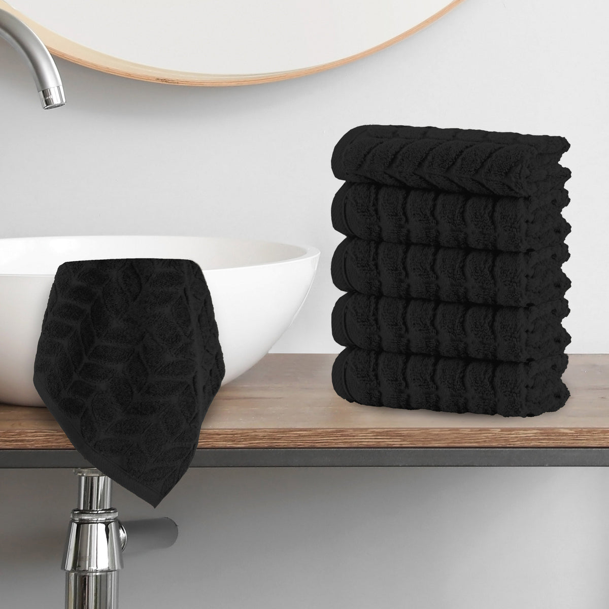 Elegant Comfort 6-Pack Premium Turkish Cotton Braided Washcloths Set, 13 x 13 inch