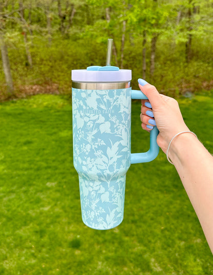 Elevated Faith Blue Botanic 40 oz Tumbler