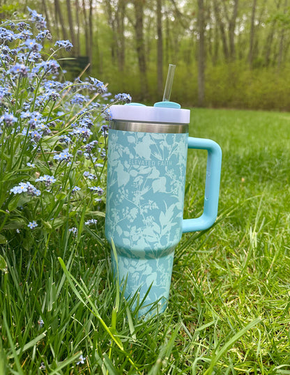 Elevated Faith Blue Botanic 40 oz Tumbler