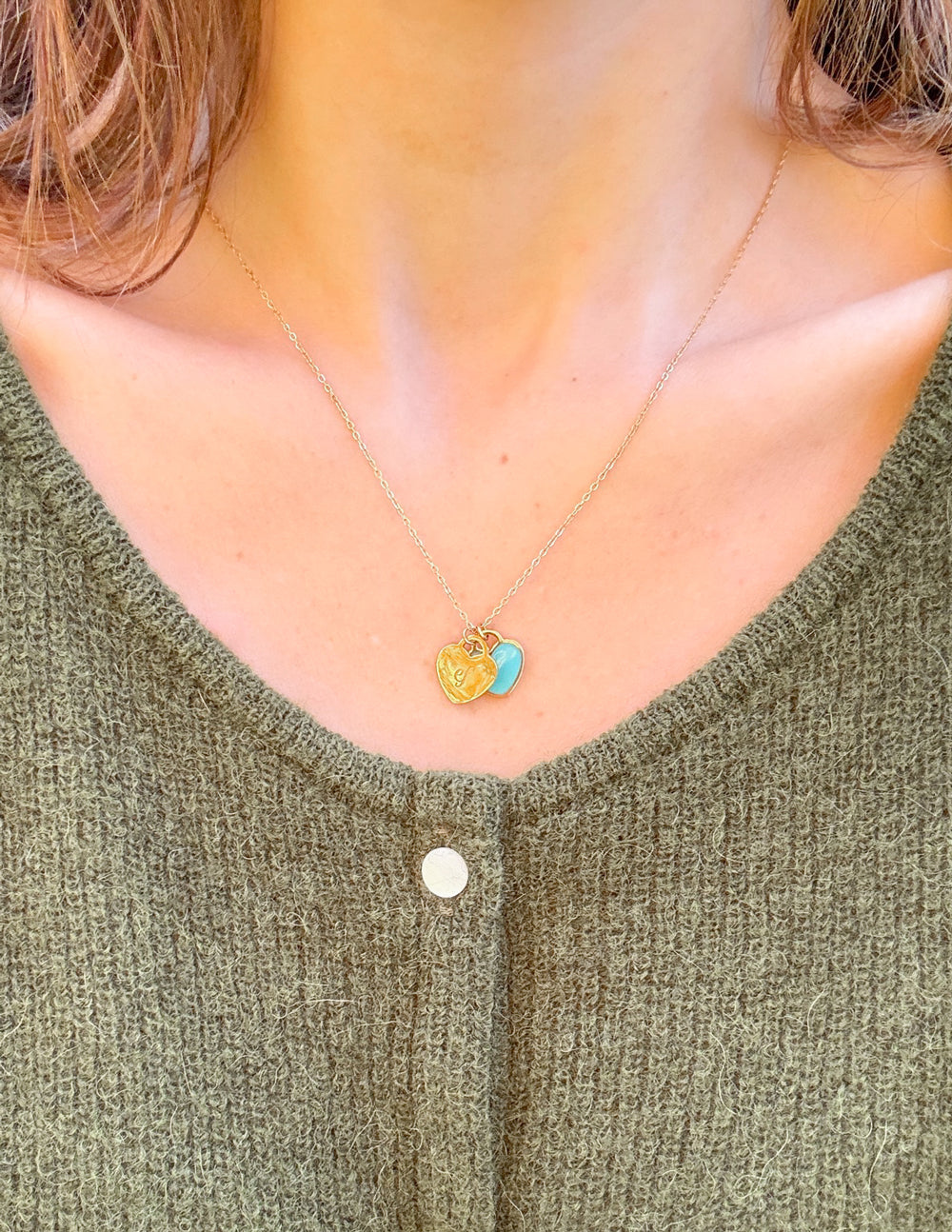 Elevated Faith Blue Enamel Heart Logo Necklace
